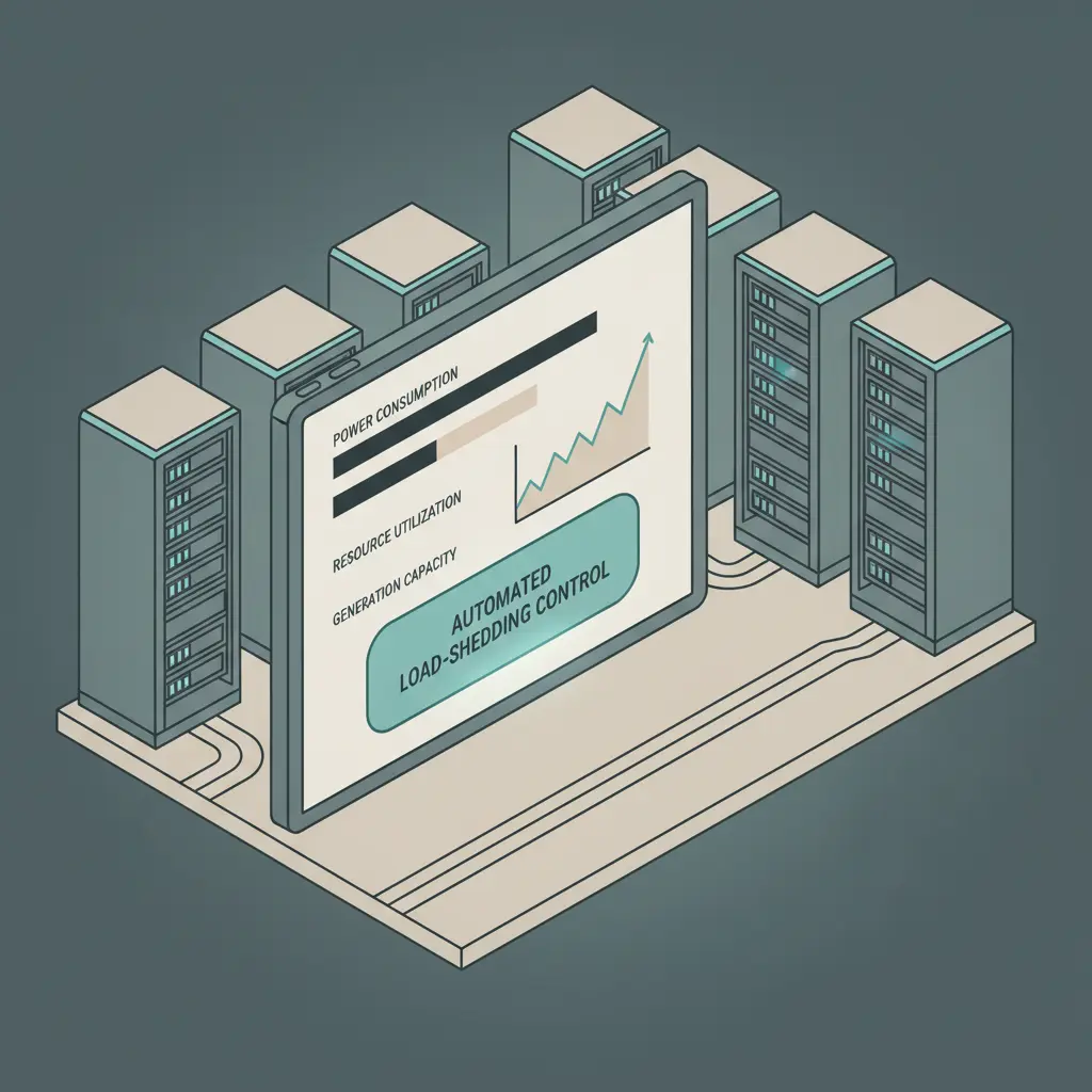 An automated system display showing a dashboard with power management settings.