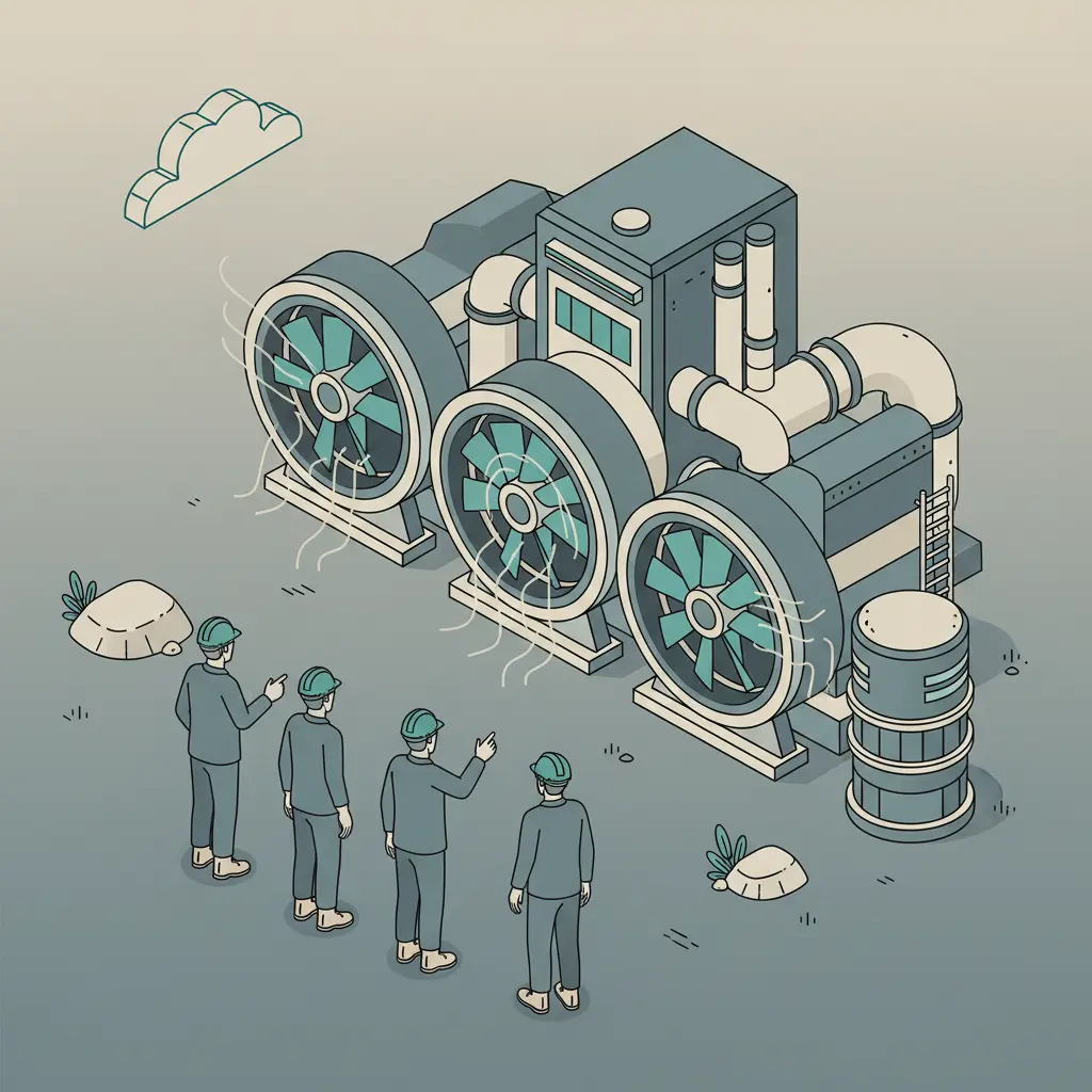 Two coworkers standing at a desk with an open laptop, having a tense conversation while gestures toward a spreadsheet displayed on the screen. 