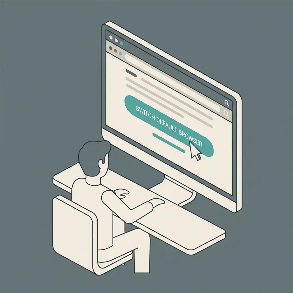 A person opening the settings menu on a browser to select a new, private default browser.
