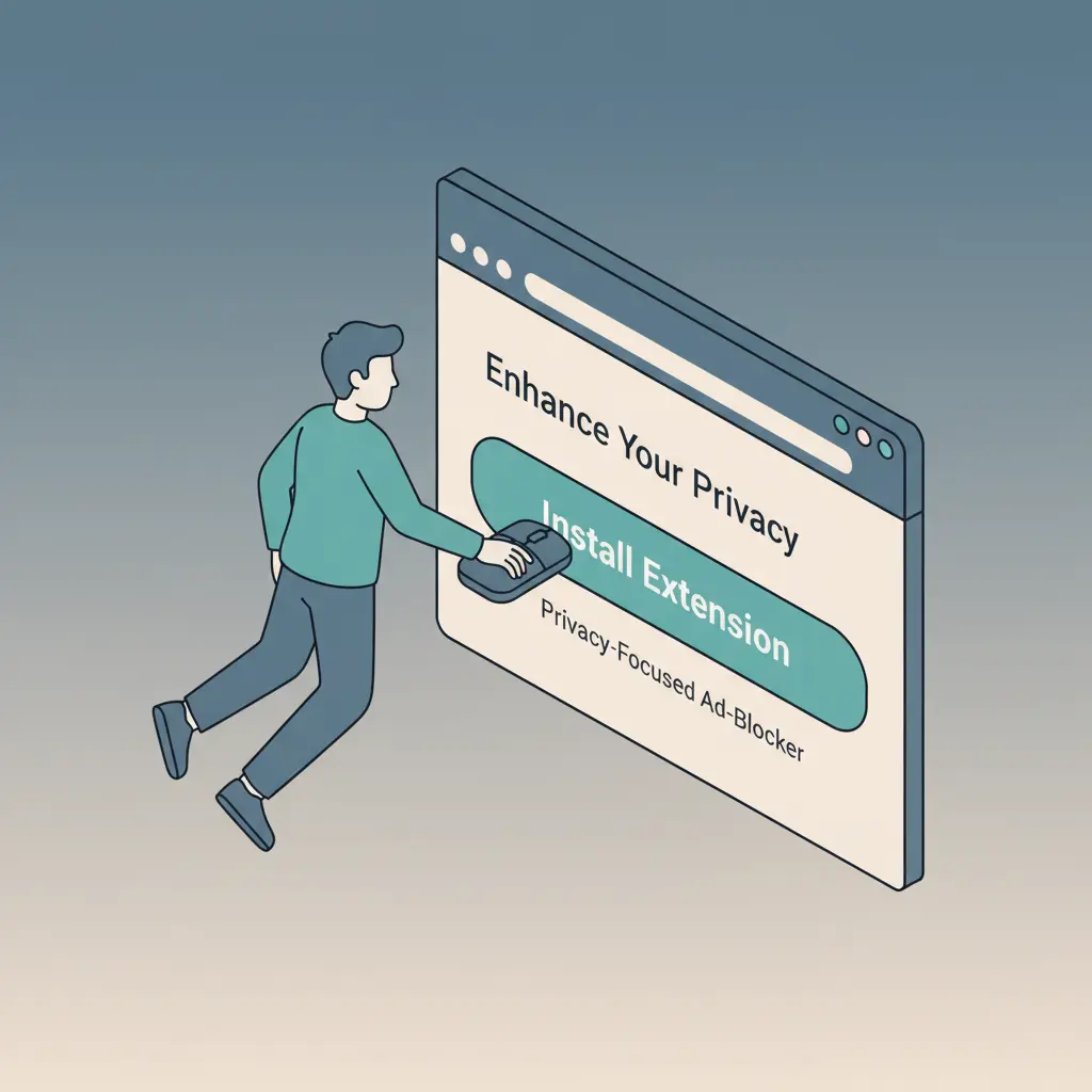 A person installing ad-blocking software on their computer.