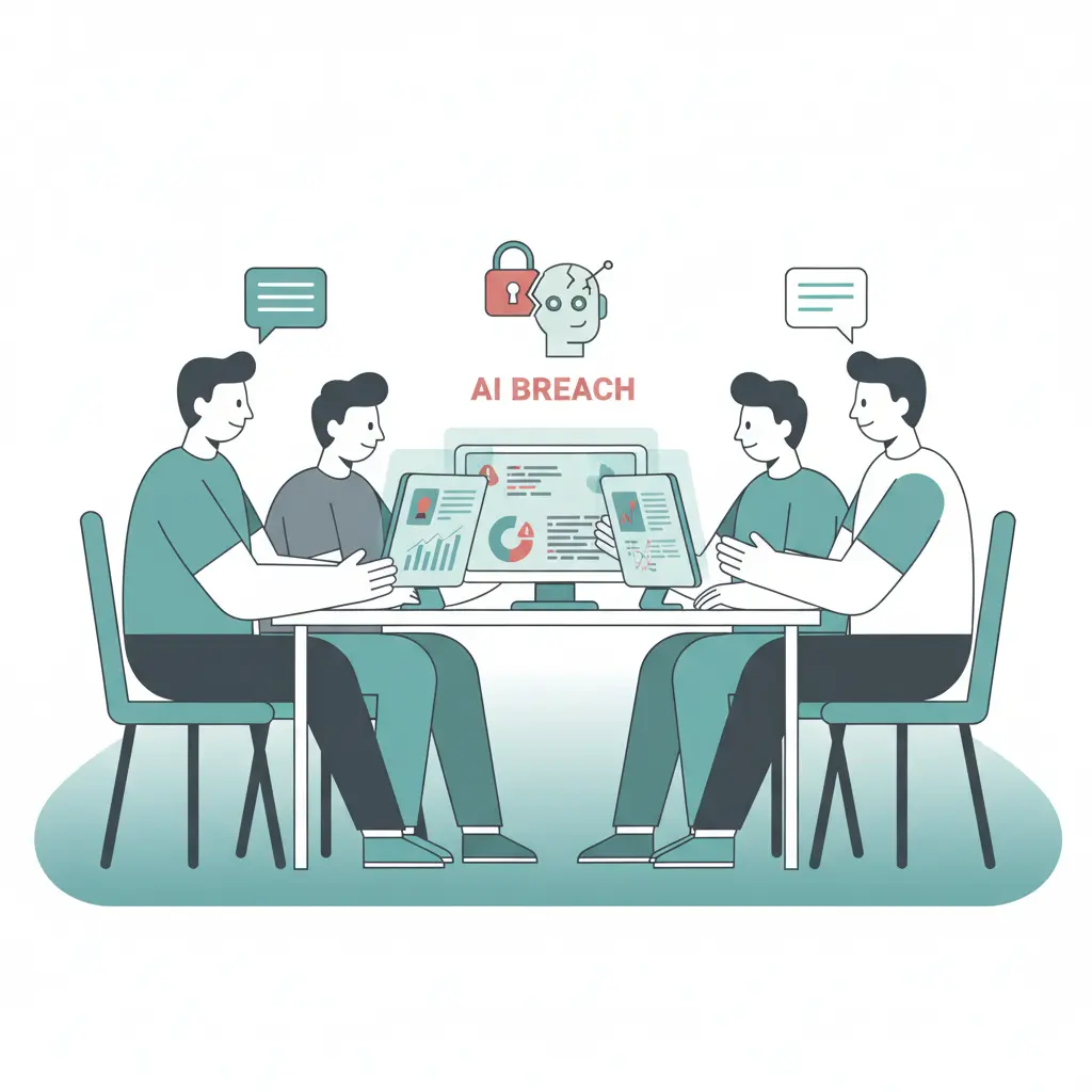 A professional in an office setting typing on a keyboard, with digital security documents displayed on screens in the background.