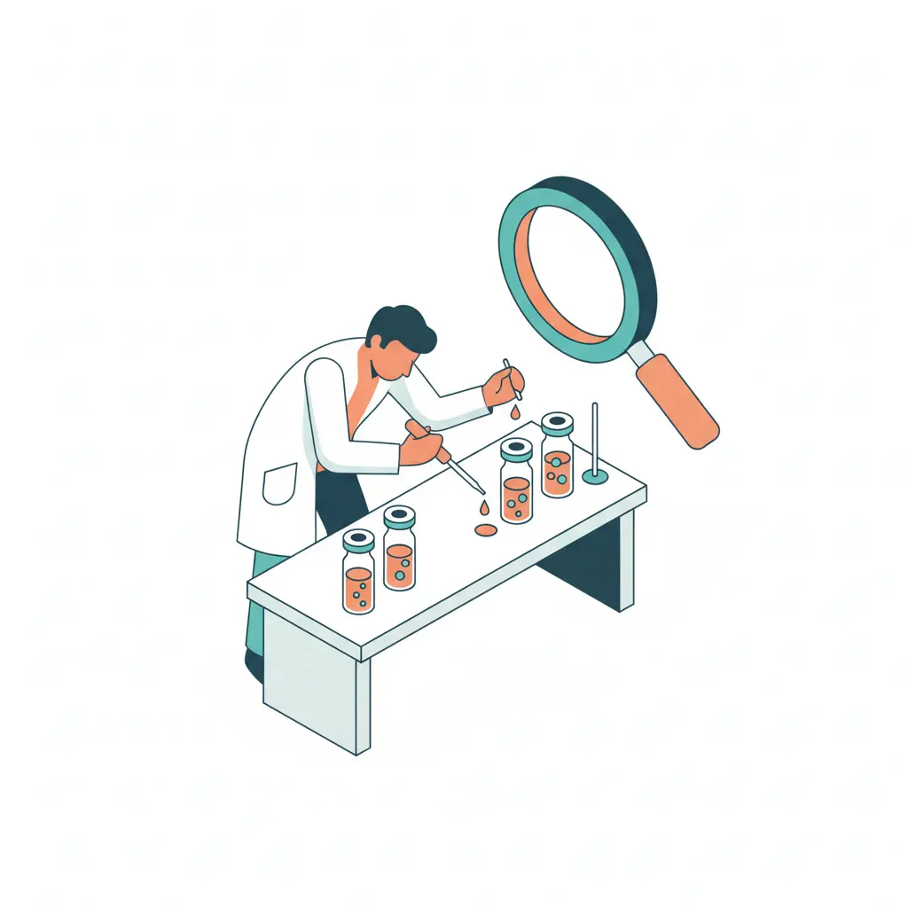 A researcher carefully using a pipette to transfer liquid between vials in a biology laboratory.    