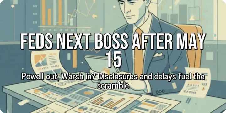 An illustration of various news headlines or screens showing different angles of the same news story. Over the image, large bold text reads "Feds Next Boss After May 15", with smaller subt